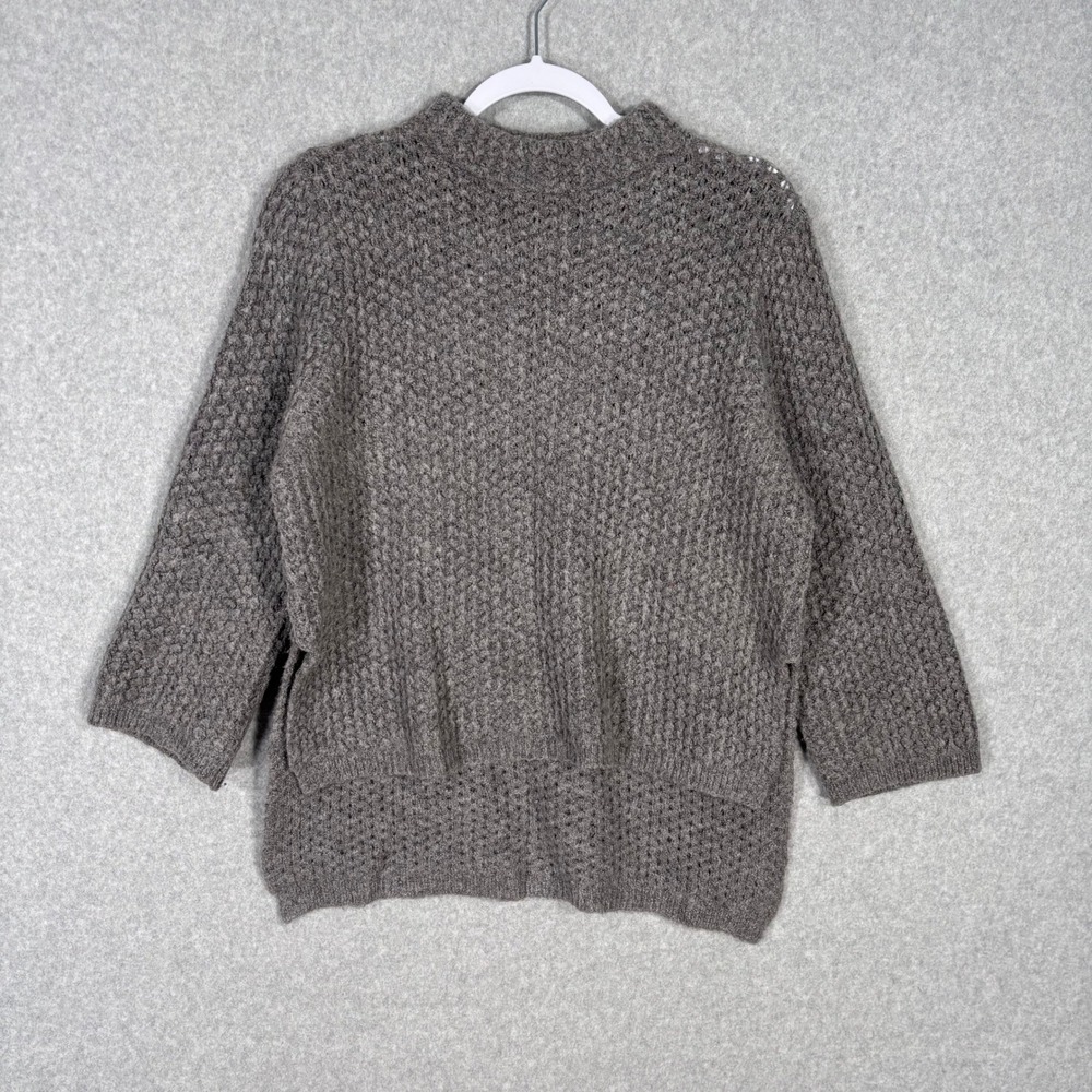 Rachel Roy Waffle Knit Chunky Sweater Medium Hi Lo Minimalist Lagenlook Cozy